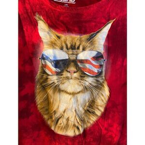 Hybrid tank top large mens cat with shades tie dye Usa